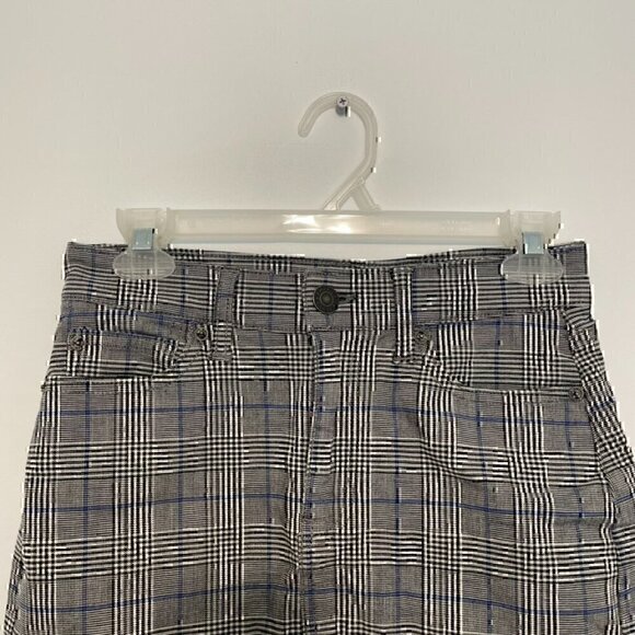 AMERICAN EAGLE Super Stretch Hi-Rise Mini Skirt Gray Black Plaid High Waisted 00 - Picture 4 of 12